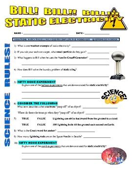 Bill Nye the Science Guy : STATIC ELECTRICITY (video worksheet) | TpT